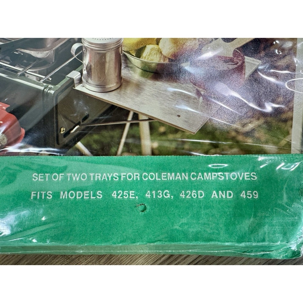 Vintage Coleman Chef Trays 413-731 NOS Set of 2 Camp Stove Side Shelves Sealed - Picture 3 of 9